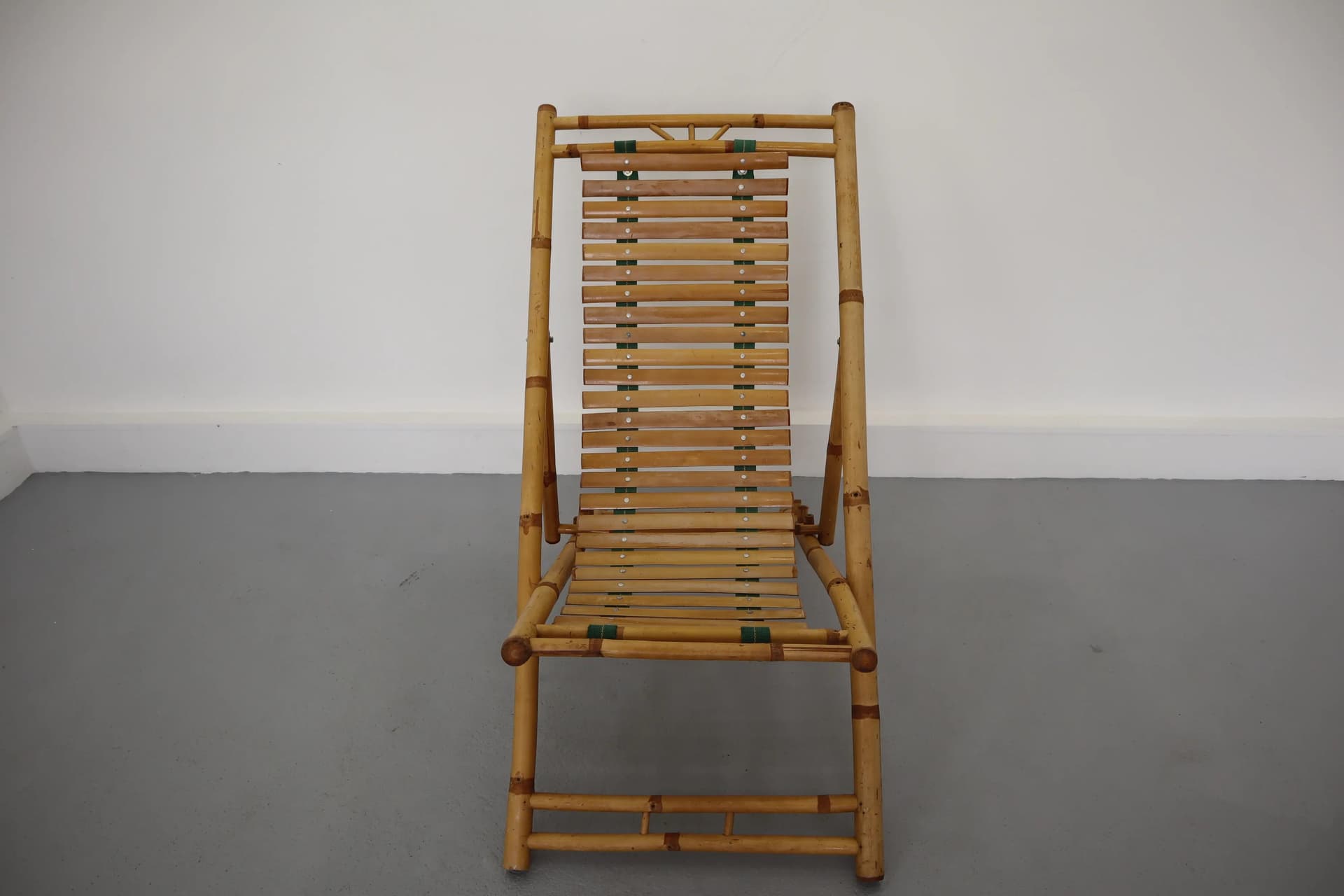 Leżak, rattan brązowy, Polska, lata 70. - 39799