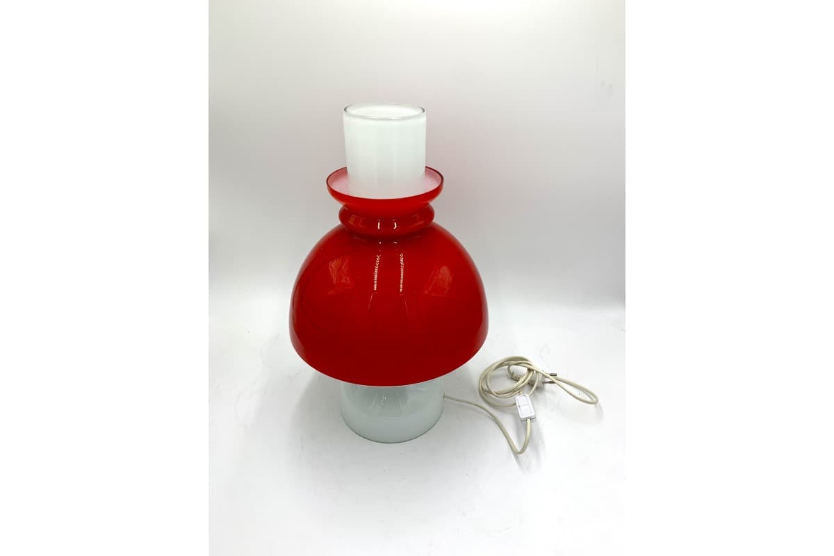 Table lamp, red glass, Czech Republic, 1960s. - 78248