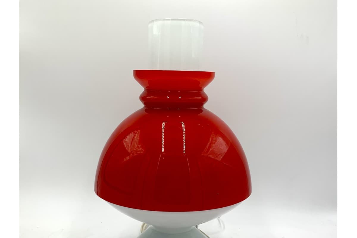 Table lamp, red glass, Czech Republic, 1960s. - 78250