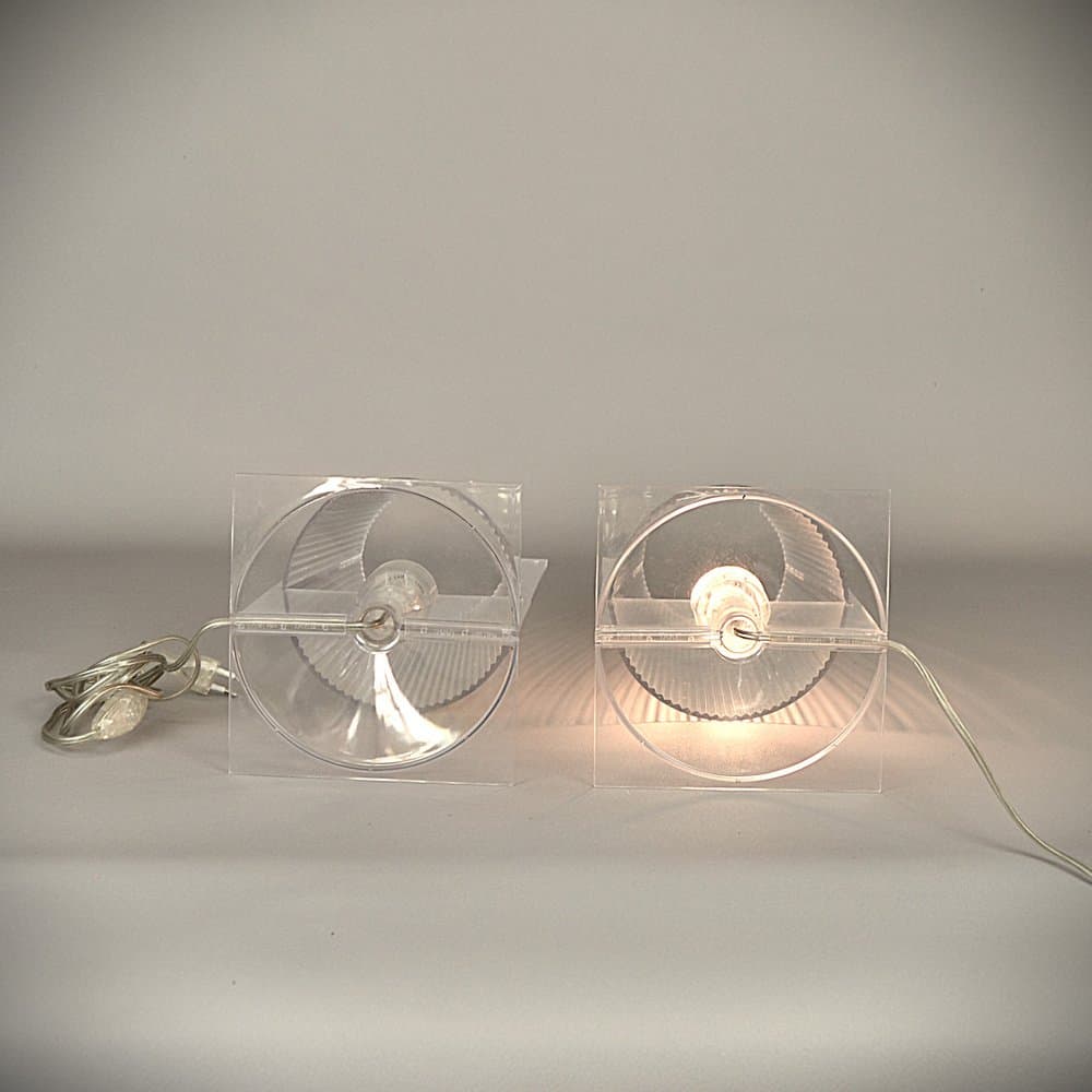 Para lamp stołowych, transparentny plastik, proj. F. Laviani, Kartell, Włochy, lata 90. - 300