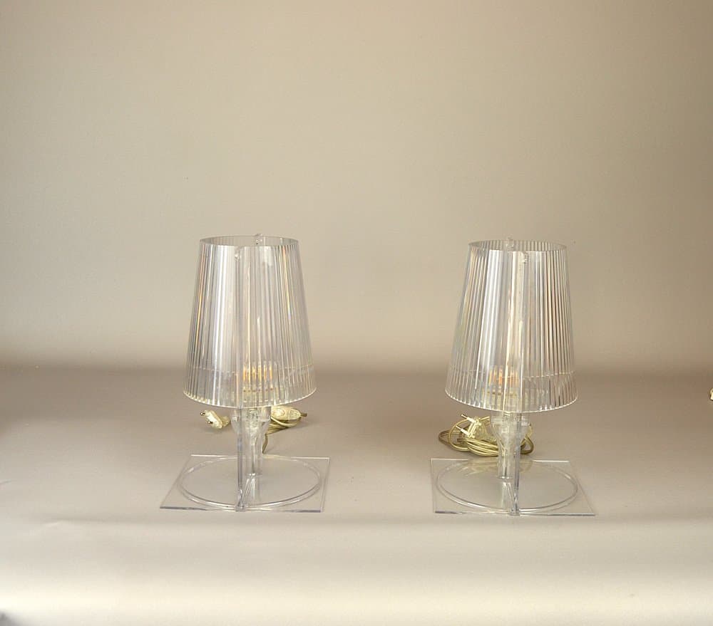 Para lamp stołowych, transparentny plastik, proj. F. Laviani, Kartell, Włochy, lata 90. - 296