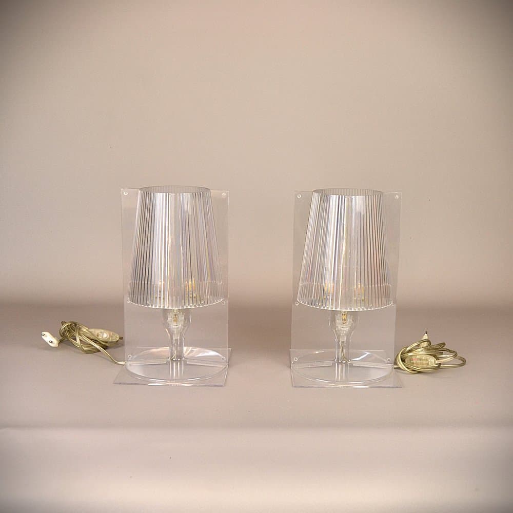 Para lamp stołowych, transparentny plastik, proj. F. Laviani, Kartell, Włochy, lata 90. - 301