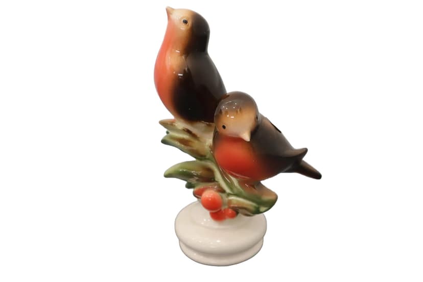 Porcelanowa figurka ptaków, Jihokera Bechyně, Czechosłowacja, lata 60.