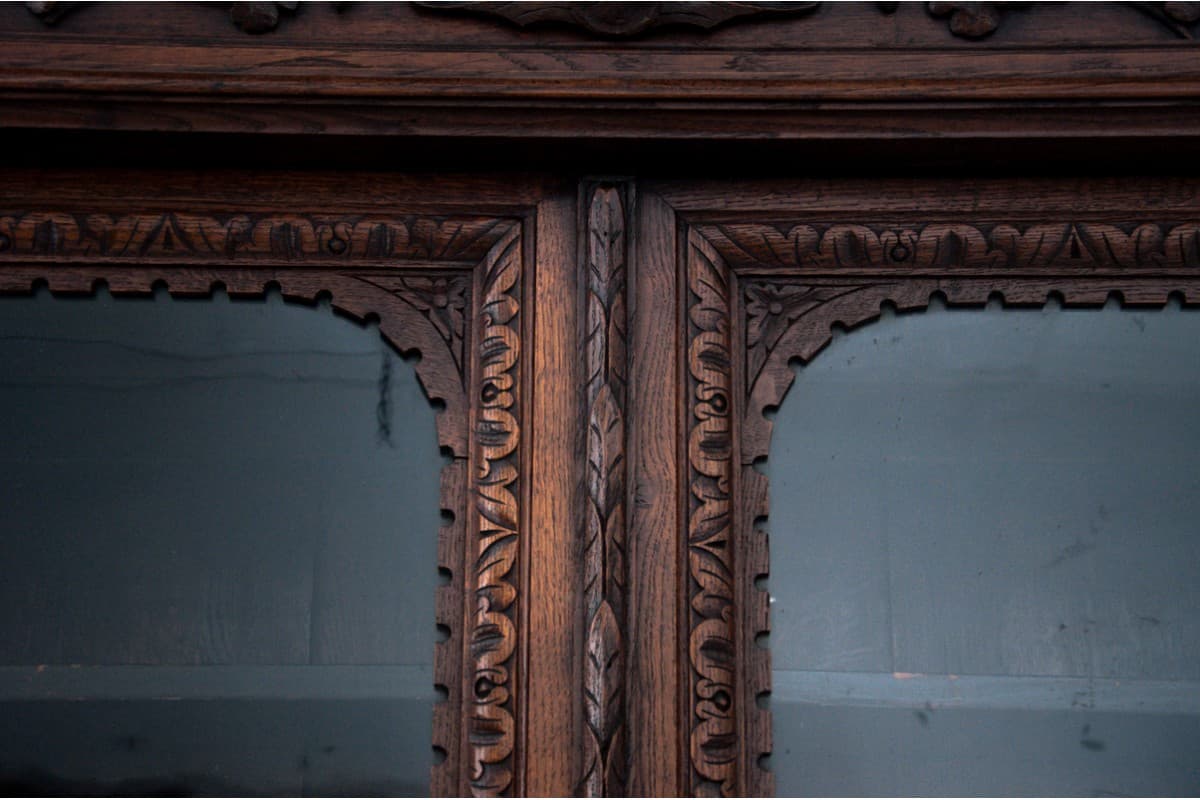 Biblioteka neorenesansowa, dąb brązowy ciemny, Polska, XIX wiek - 78008