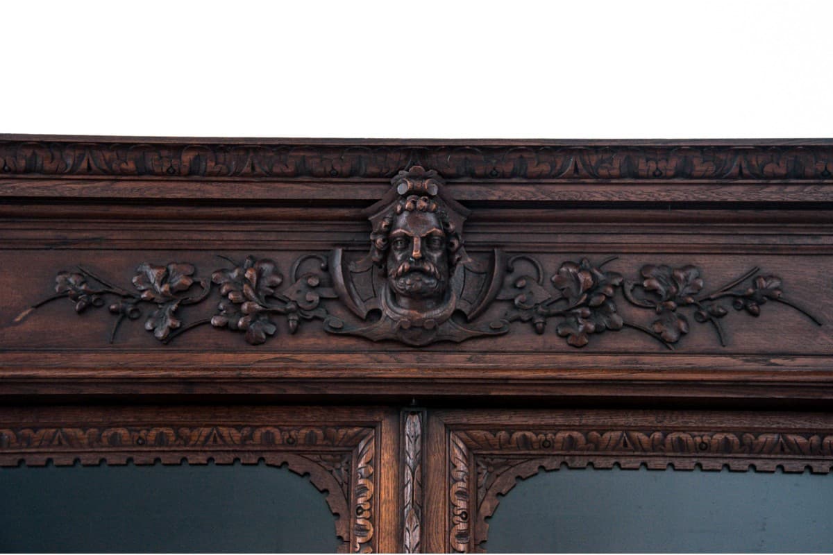 Biblioteka neorenesansowa, dąb brązowy ciemny, Polska, XIX wiek - 78006