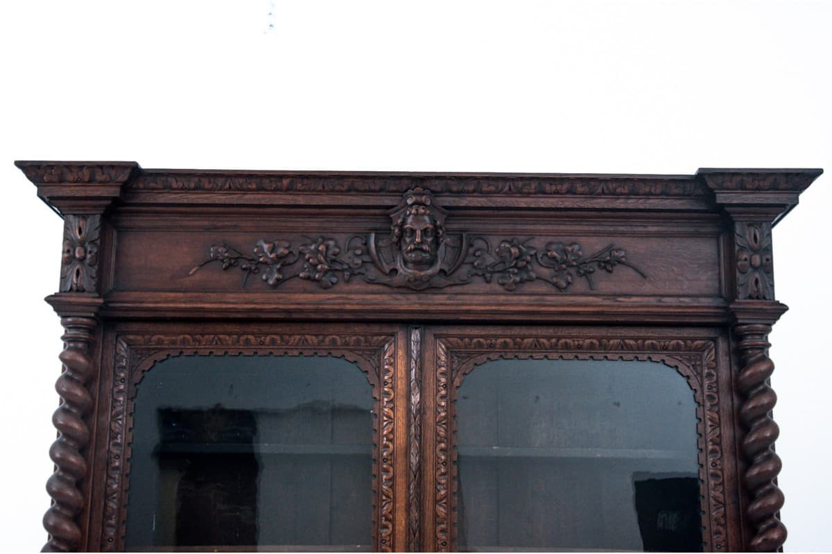 Biblioteka neorenesansowa, dąb brązowy ciemny, Polska, XIX wiek - 78005