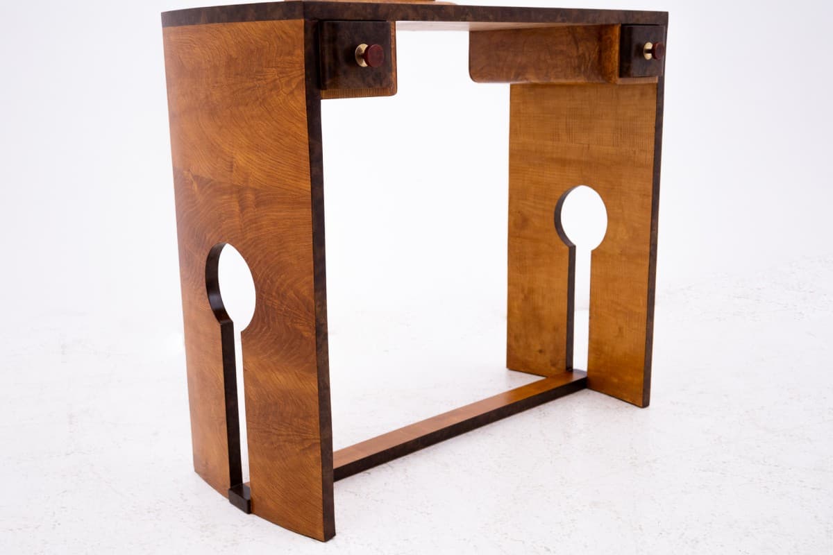 Vanity Set Art Deco, brown, walnut, Poland, 1940s - 77979