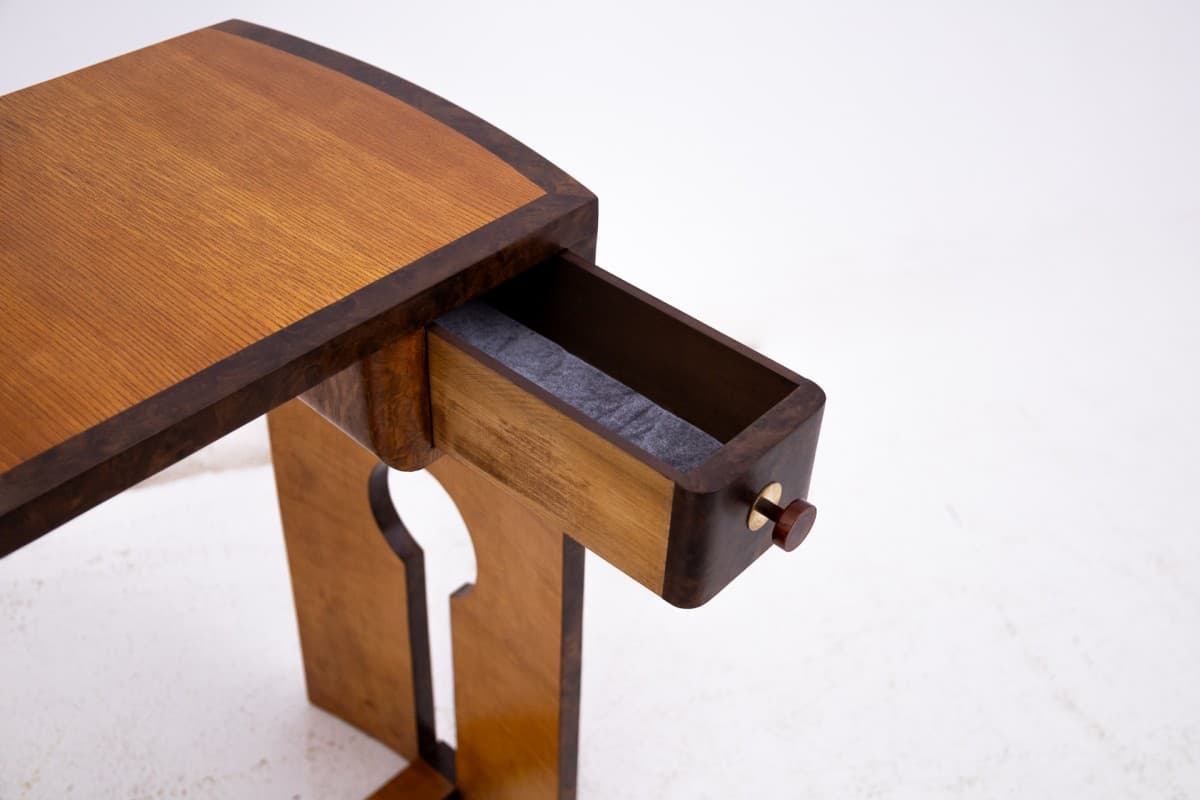 Vanity Set Art Deco, brown, walnut, Poland, 1940s - 77975