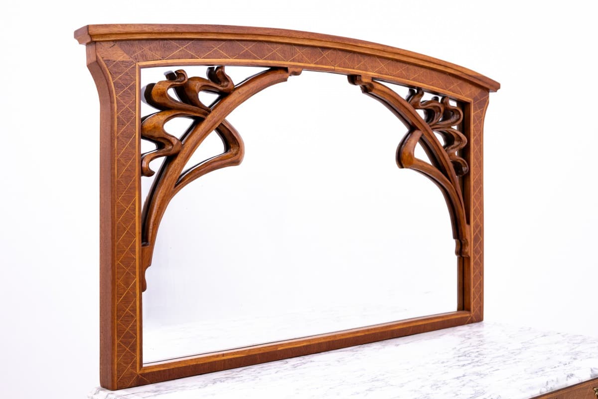 Art Nouveau Dressing Table, walnut, white marble, France, early 20th c. - 77944