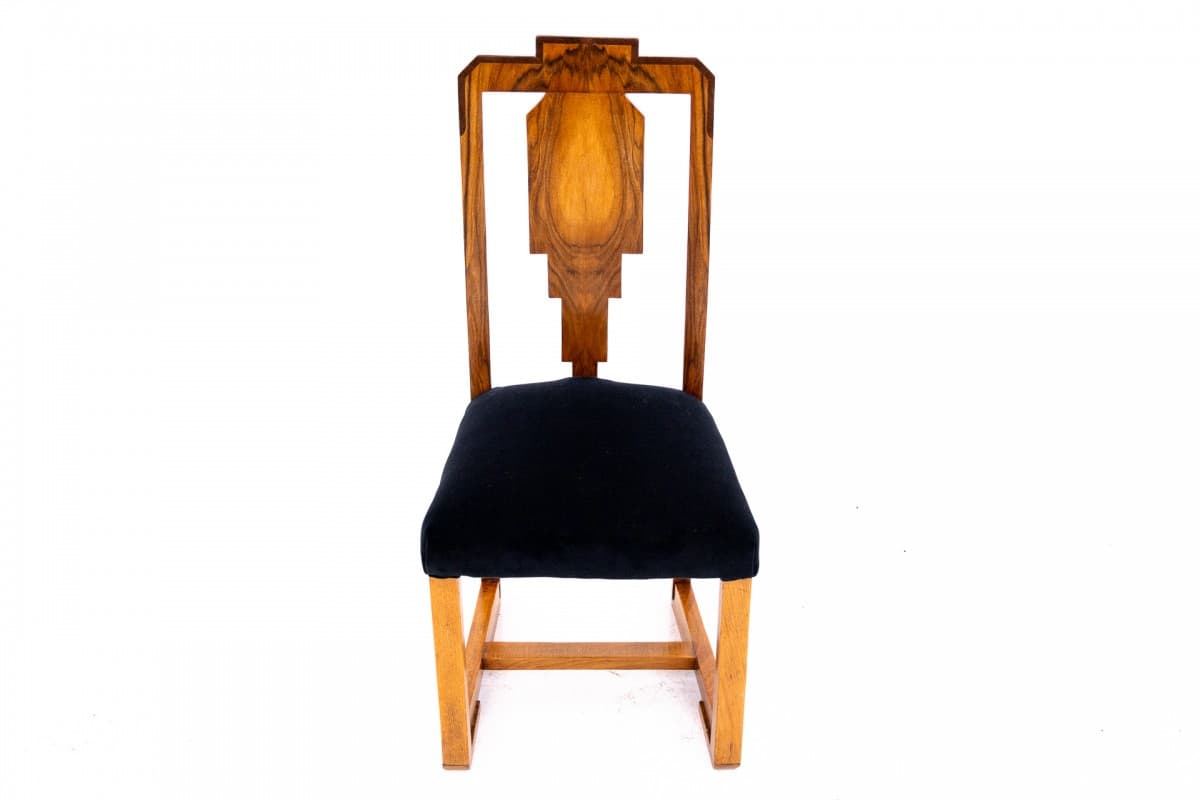 Toaletka z krzesłem, Art Deco, orzech brązowy, Polska, lata 50. - 77931