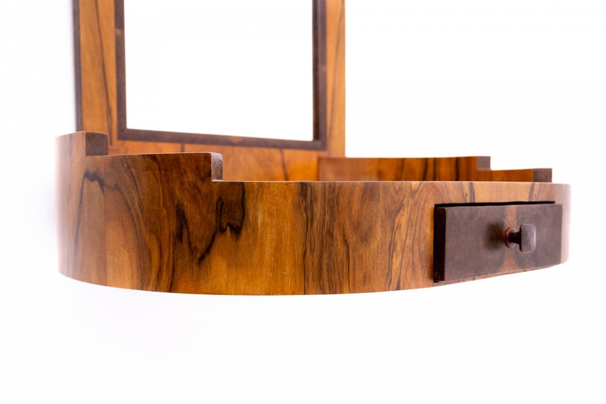 Toaletka z krzesłem, Art Deco, orzech brązowy, Polska, lata 50. - 77930