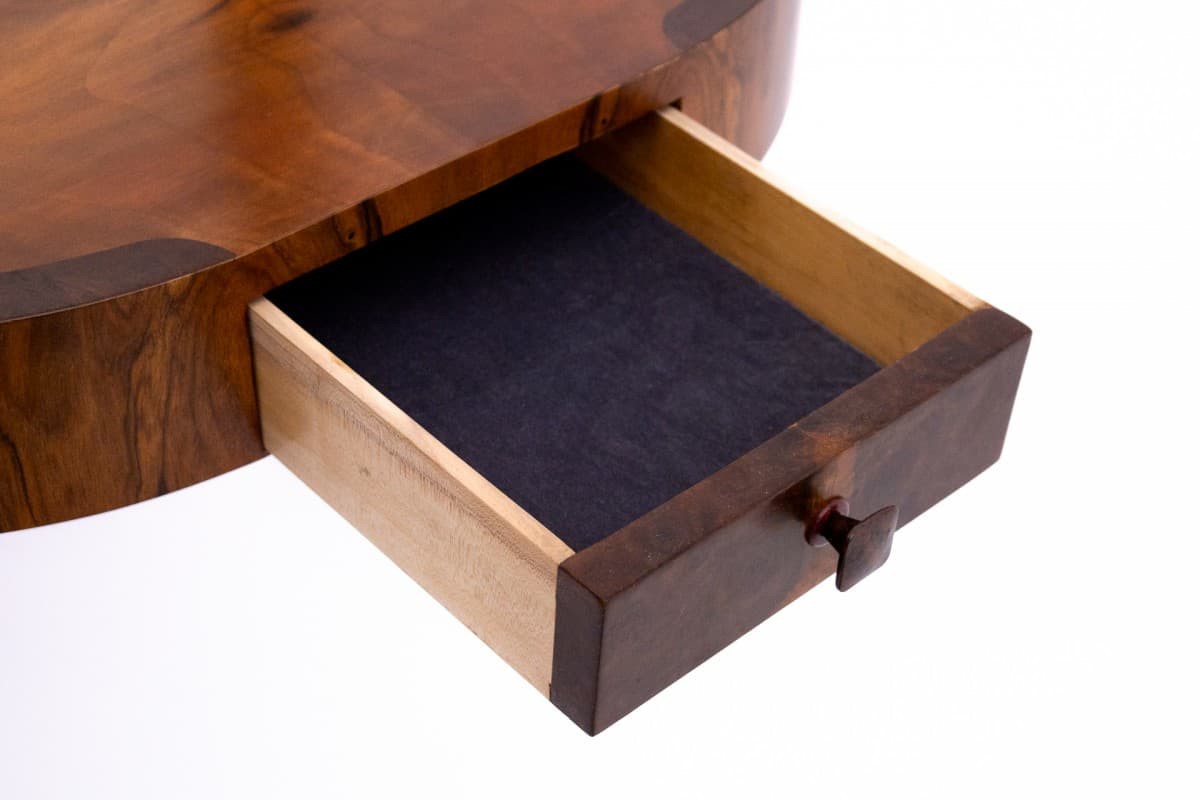 Toaletka z krzesłem, Art Deco, orzech brązowy, Polska, lata 50. - 77926