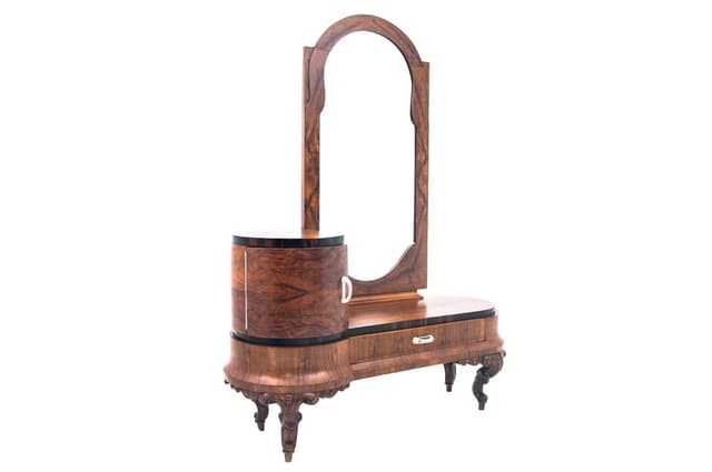 Toaletka tremo Art Deco, orzech brązowy ciemny, Włochy, lata 20. - WYMIARY