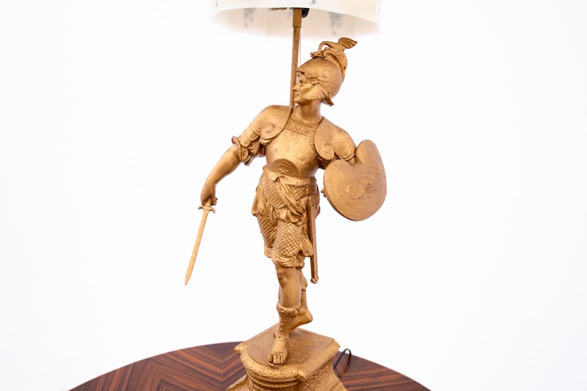 Lampa stołowa eklektyczna, złoty metal, Europa Zachodnia, lata 50. - 77822