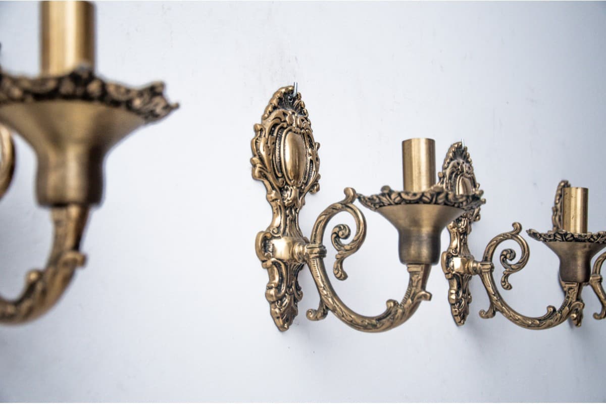 Set of 4 wall sconces, Neo-Baroque, copper brass, Northern Europe, 1930s. - 61059