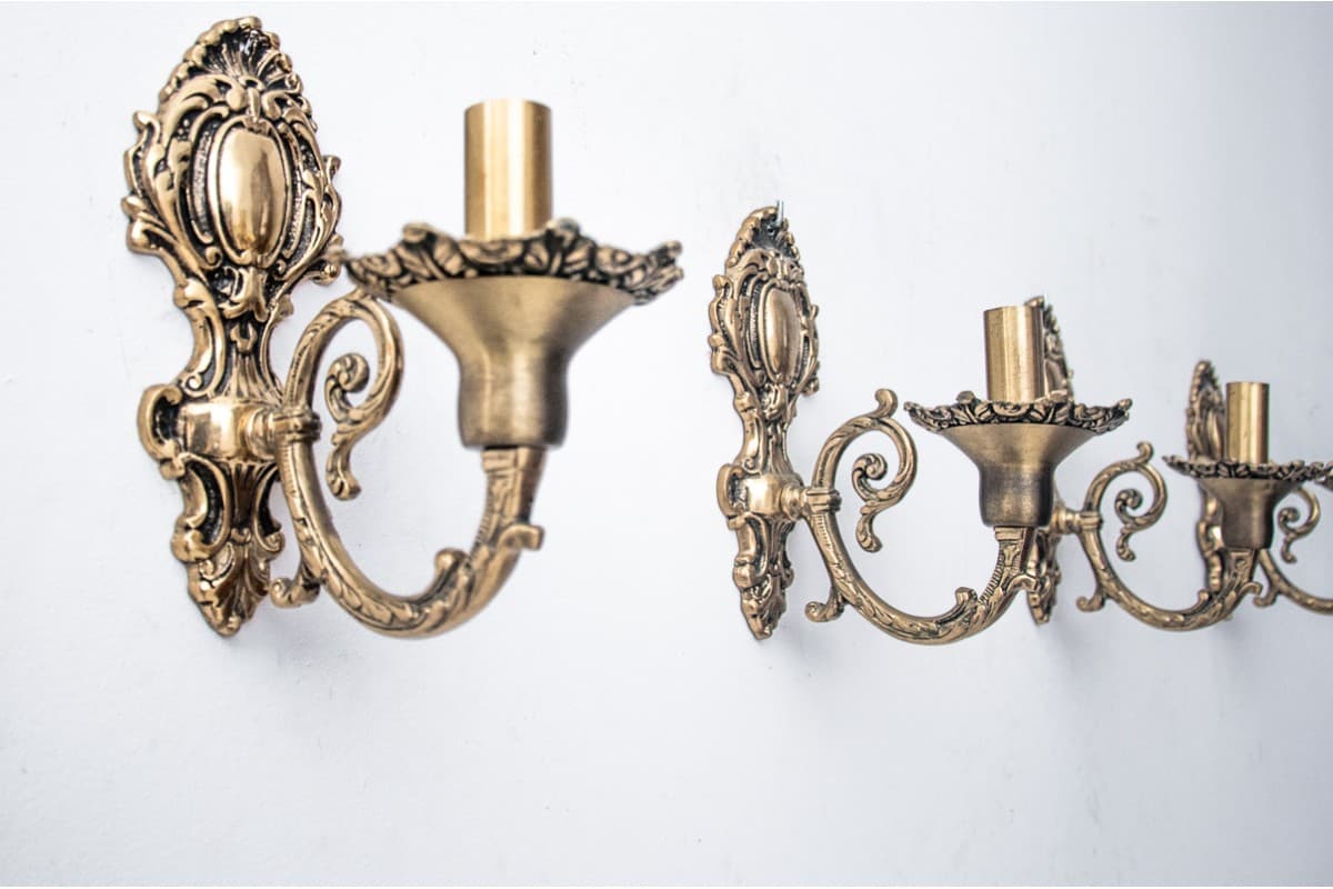 Set of 4 wall sconces, Neo-Baroque, copper brass, Northern Europe, 1930s. - 61058