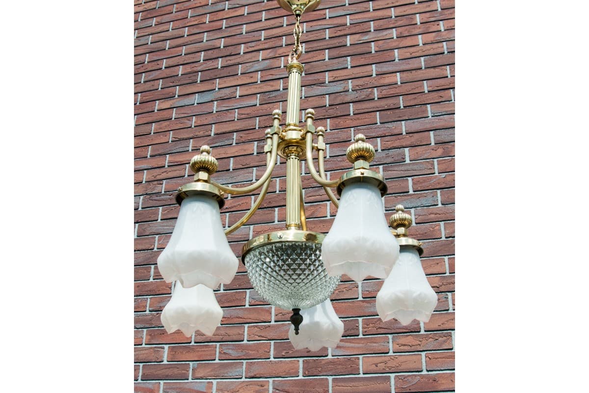 Żyrandol neobarokowy, mosiądz polerowany, Europa Zachodnia, lata 50. - 61054