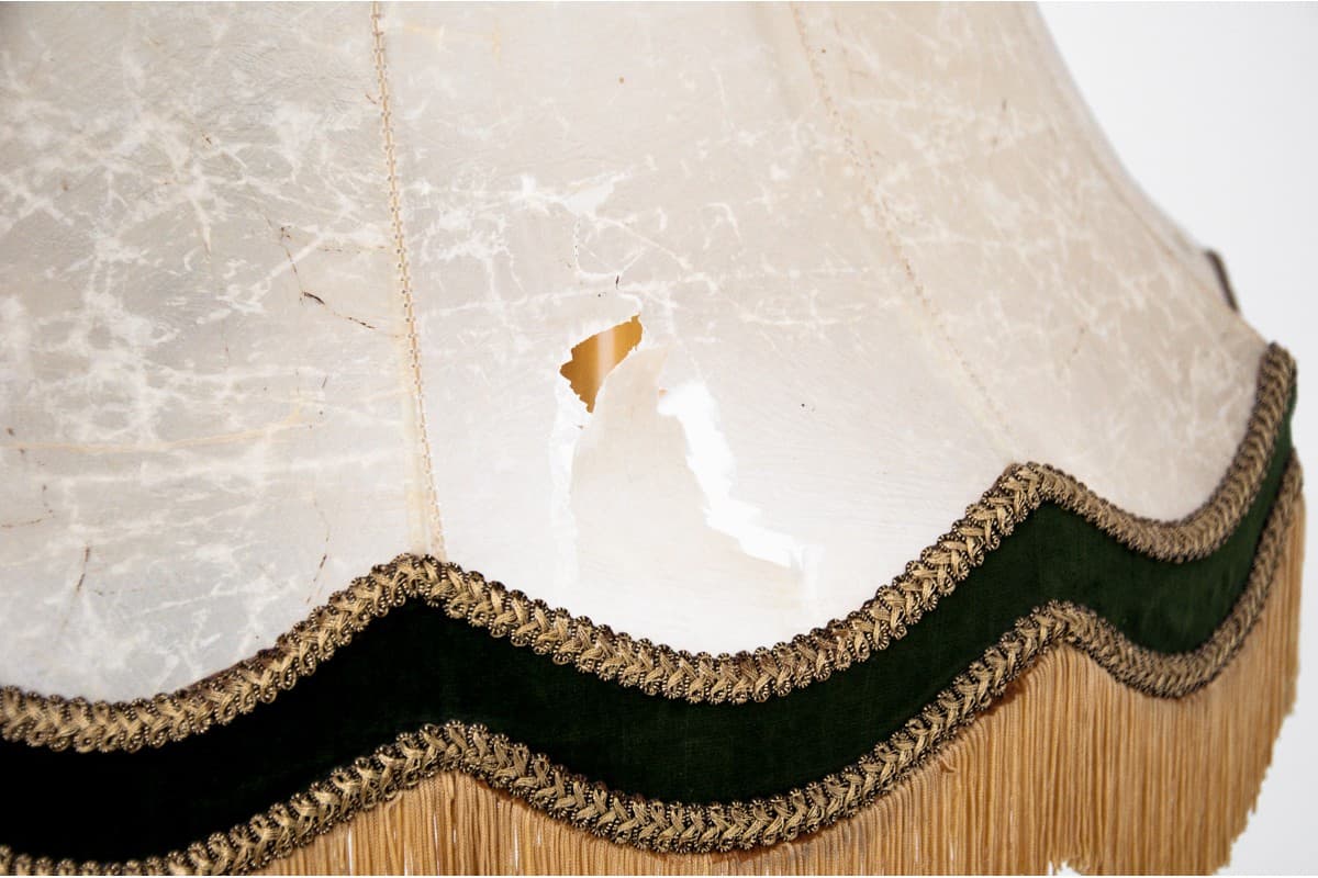 Lampa stojąca, art déco, ivory white, drewno, Europa Zachodnia, lata 50. - 45921