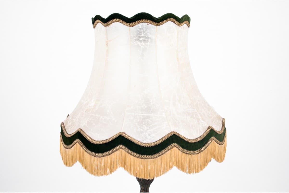 Lampa stojąca, art déco, ivory white, drewno, Europa Zachodnia, lata 50. - 45918