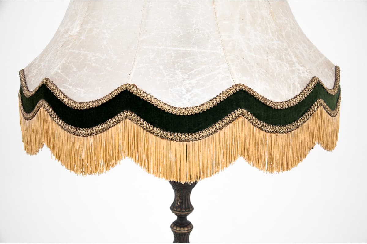 Lampa stojąca, art déco, ivory white, drewno, Europa Zachodnia, lata 50. - 45920