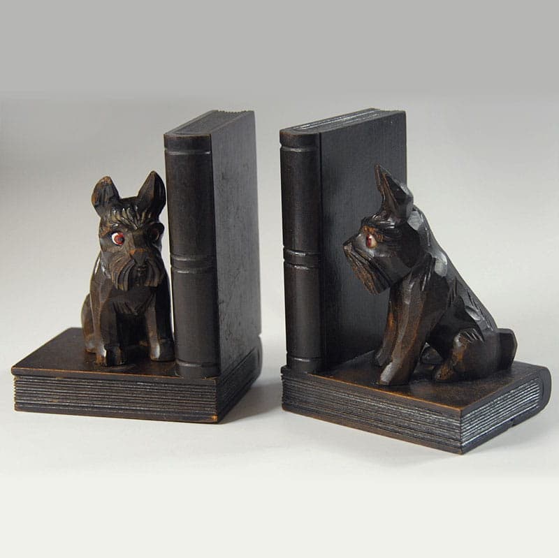 Para podpórek do książek Art Deco, drewno brąz ciemny, Francja, lata 30. - 39978