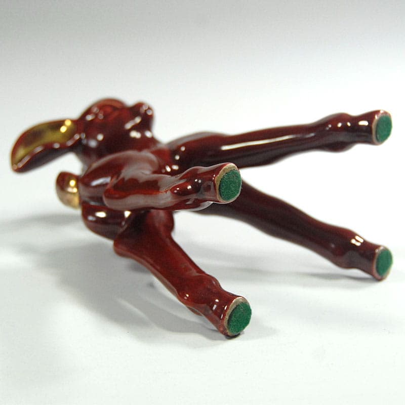 Figurka sarna Art Deco, burgund, ceramika, Francja, lata 30. - 39939