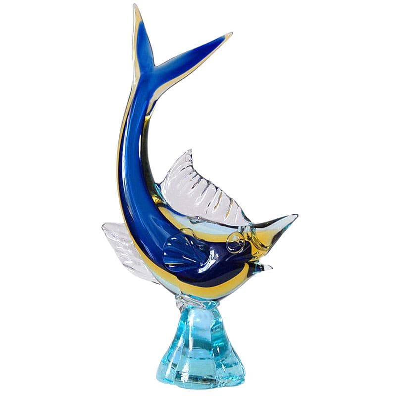 Figurka marlin, Murano, szkło niebieski, Włochy, lata 60.