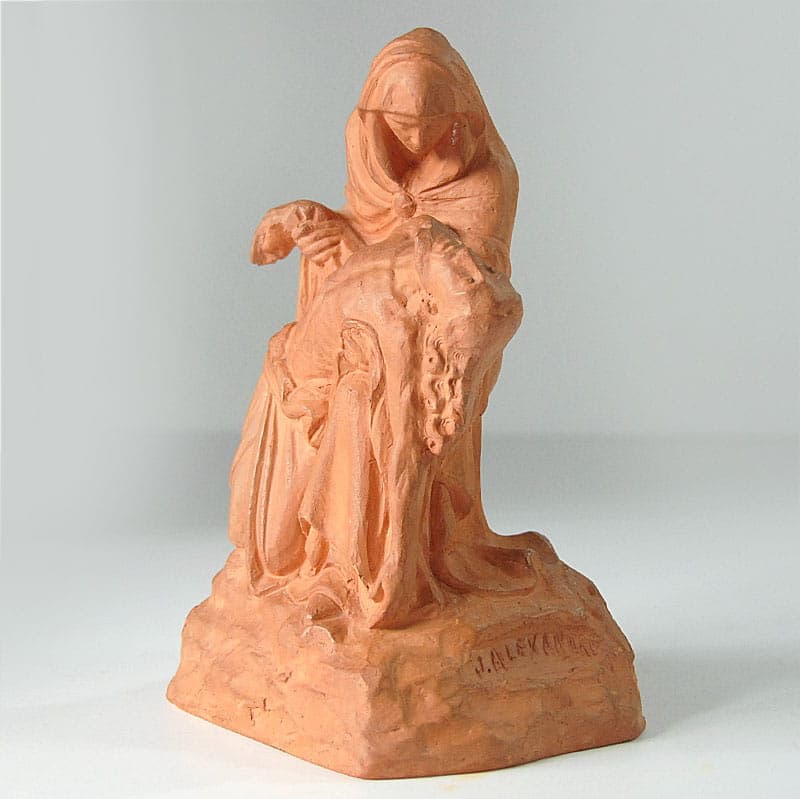 Sculpture Pietà, orange terracotta, France, early 20th c. - 39905