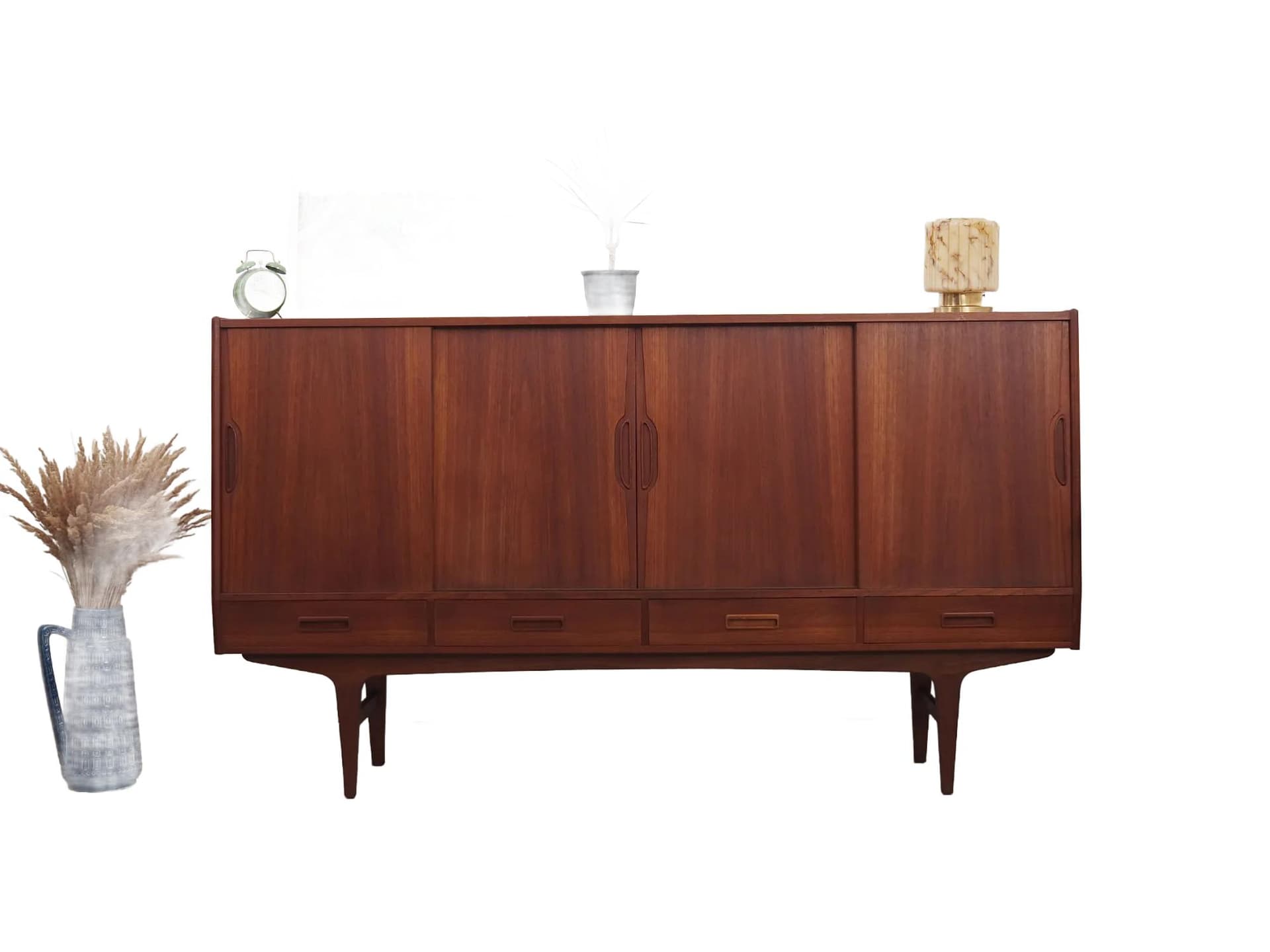 Highboard, teak brąz ciemny, proj. B. Seindal, Dania, lata 60.