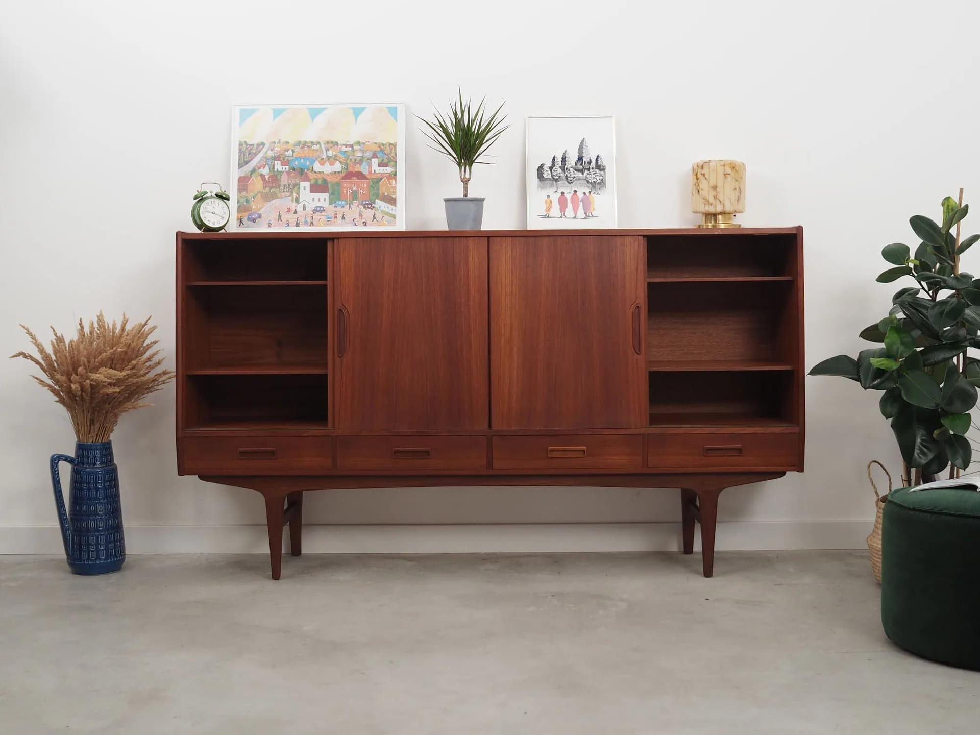 Highboard, teak brąz ciemny, proj. B. Seindal, Dania, lata 60. - 40509
