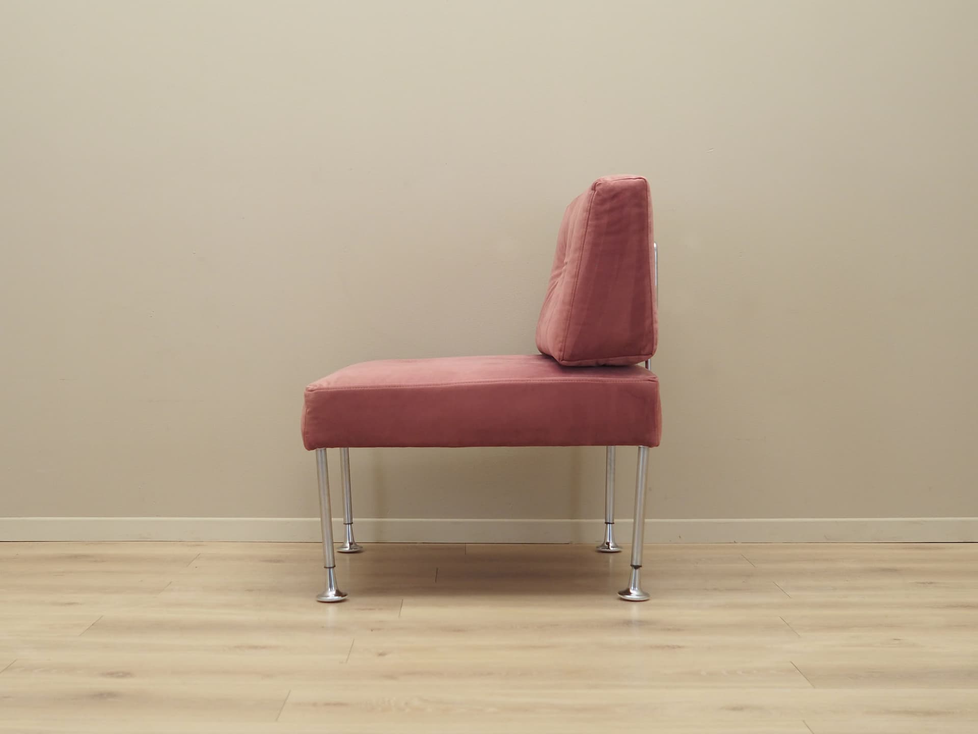 Armchair, pink velvet, chrome steel, by P. Cadovius, France & Søn, Denmark, 1960s. - 40500
