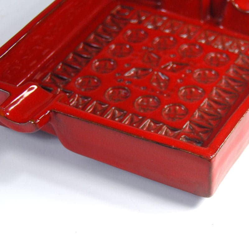 Popielnica Rimini, ceramika czerwona, Bitossi, Włochy, lata 60. - 40393