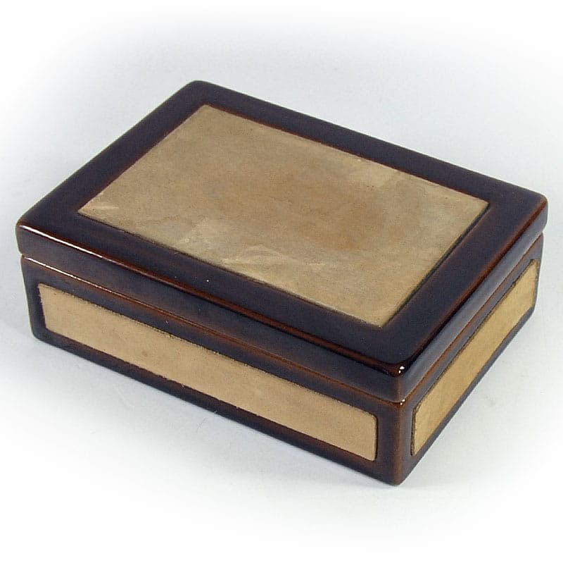 Kasetka SC3, brąz ciemny, ceramika szkliwiona, skóra zamszowa, Włochy, lata 70. - 40351