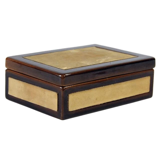 Kasetka SC3, brąz ciemny, ceramika szkliwiona, skóra zamszowa, Włochy, lata 70. - WYMIARY