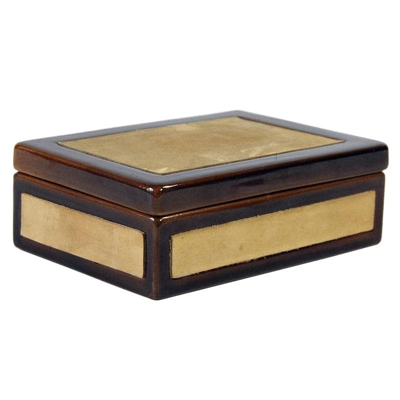 Kasetka SC3, brąz ciemny, ceramika szkliwiona, skóra zamszowa, Włochy, lata 70.