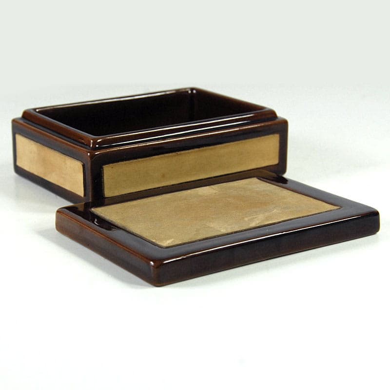 Kasetka SC3, brąz ciemny, ceramika szkliwiona, skóra zamszowa, Włochy, lata 70. - 40350