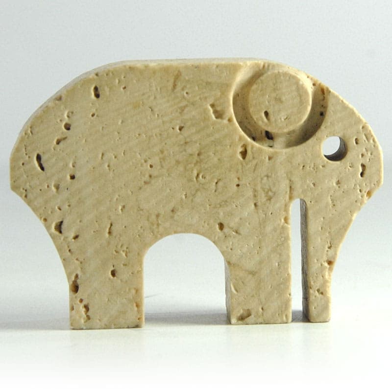 Figurka słoń, trawertyn beżowy, Fratelli Manelli, Włochy, lata 70. - 40340