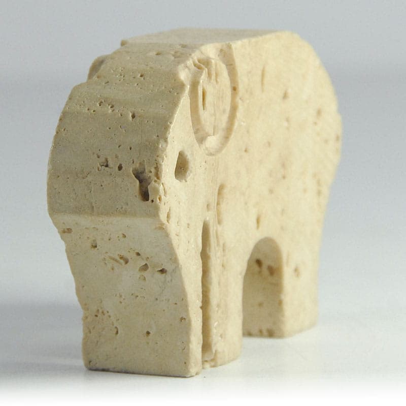 Figurka słoń, trawertyn beżowy, Fratelli Manelli, Włochy, lata 70. - 40342