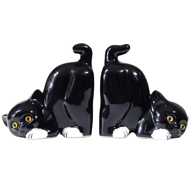 Pair of bookends, black ceramic, Poland, 1960s.