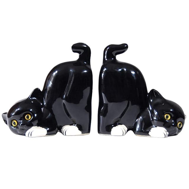 Pair of bookends, black ceramic, Poland, 1960s. - DIMENSION