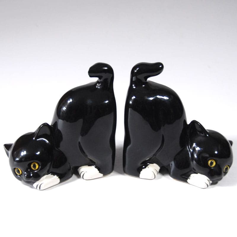Pair of bookends, black ceramic, Poland, 1960s. - 40333