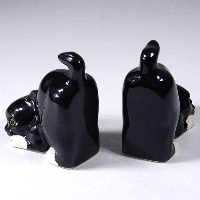 Pair of bookends, black ceramic, Poland, 1960s. - 40334