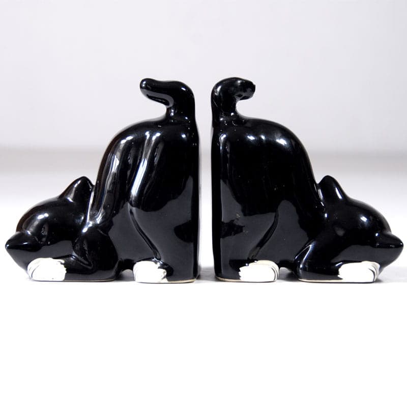 Pair of bookends, black ceramic, Poland, 1960s. - 40335