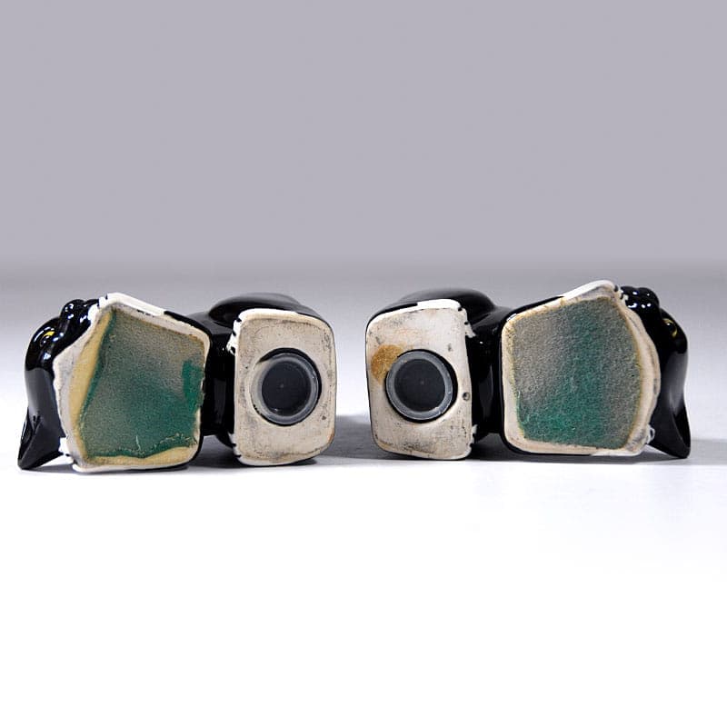 Pair of bookends, black ceramic, Poland, 1960s. - 40338