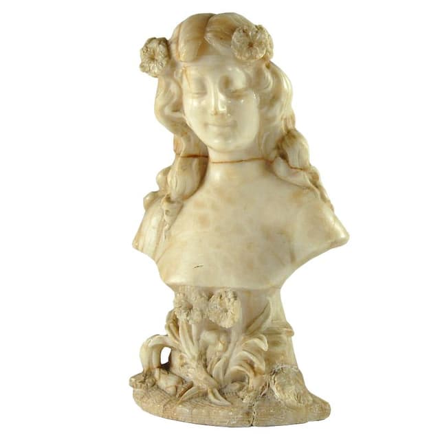 Bust Art Nouveau, beige marble, Italy, early 20th c. - DIMENSION