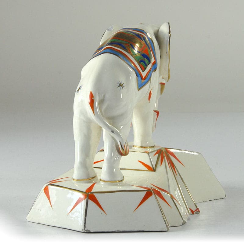 Figurka słoń Art déco, porcelana ivory white, Royal Dux Bohemia, Czechosłowacja, lata 30. - 40321