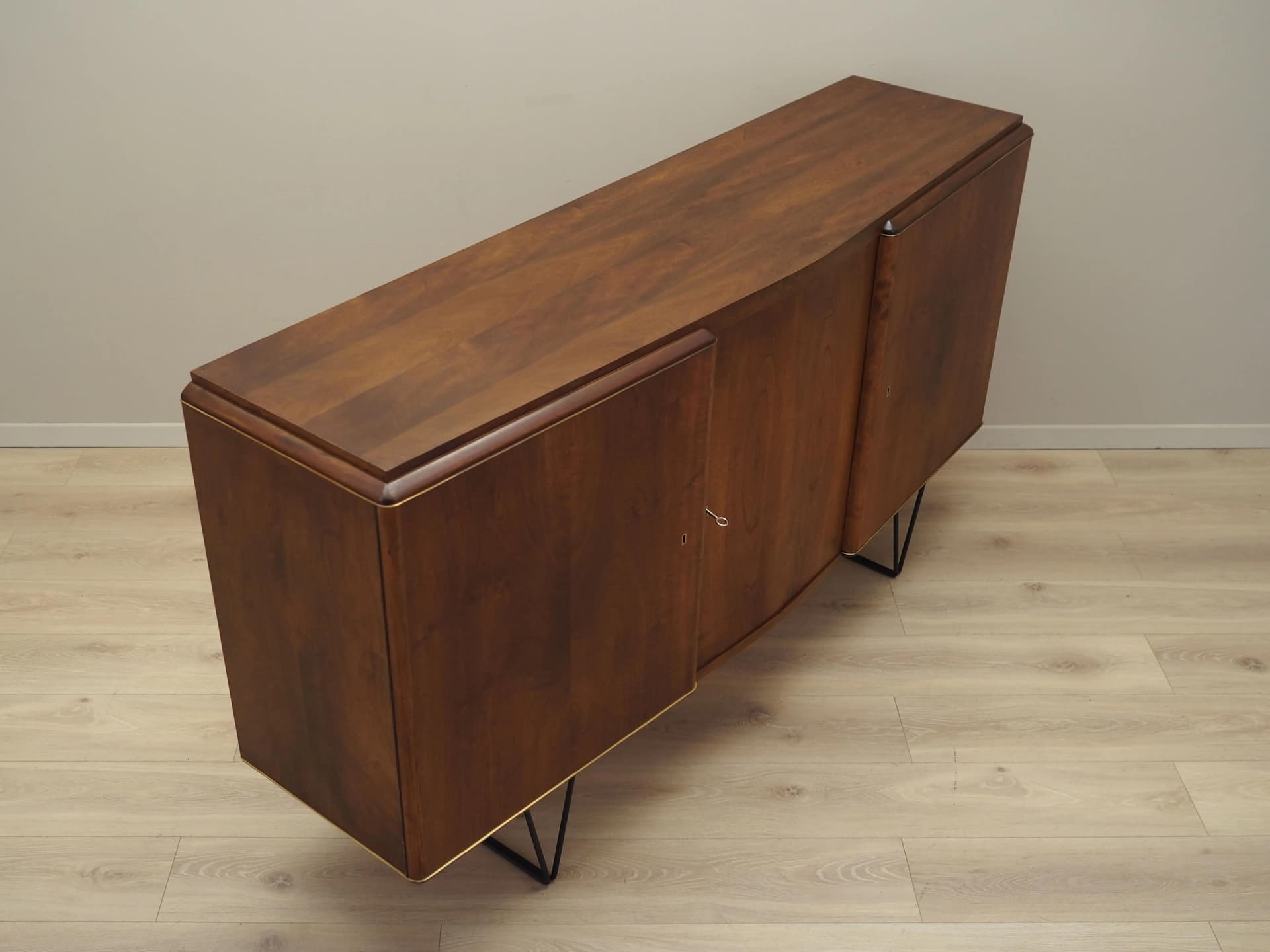 Highboard, walnut, black metal, Denmark, 1960s. - 40493