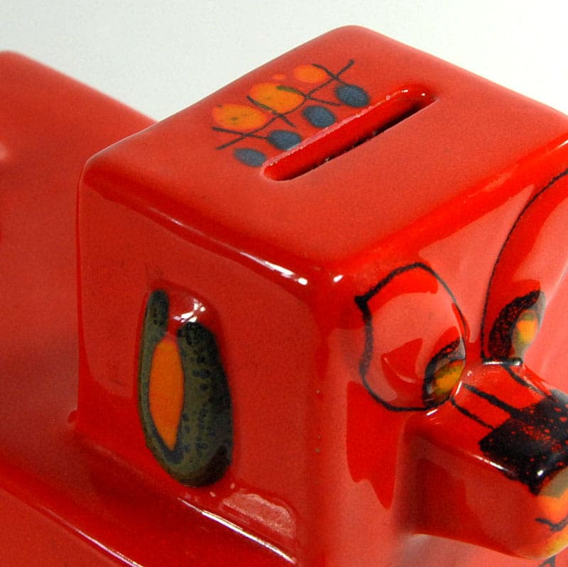 Skarbonka ceramiczna, pomarańczowy, ceramika, Włochy, lata 70. - 40270