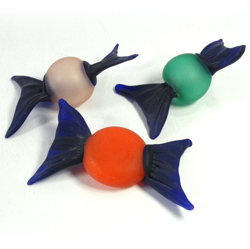 Set of Decorative Candies, Multicolor Satin Glass, Murano, Italy, 1980s. - 40259