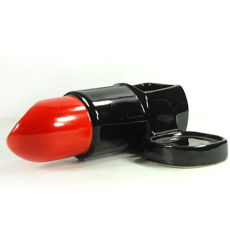 Trinket box, postmodernism, black red, ceramic, Italy, 1980s. - 40242